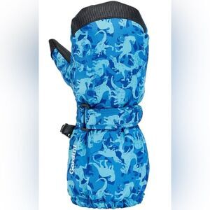 Gordini Toddler's Easy On Mittens in a blue dinosaur camouflage print